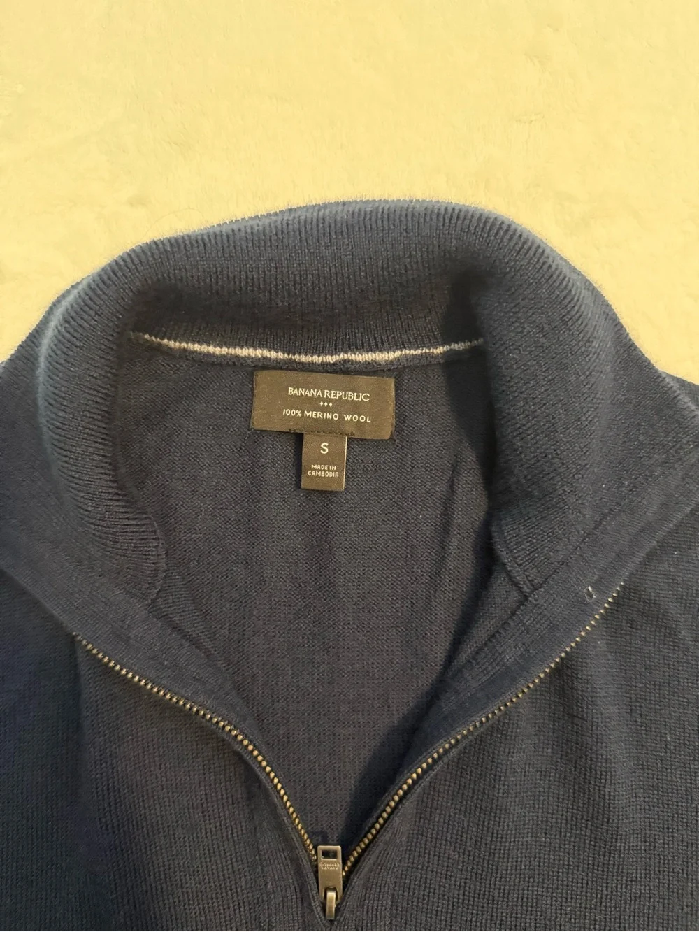Men's Banana Republic Merino Wool Quarter Zip Sweater Navy
